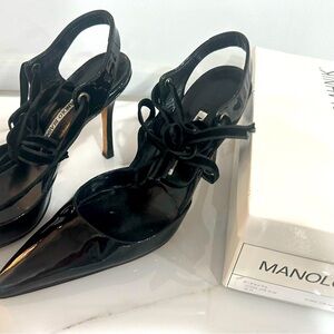 Manolo Blahnik suede heels.